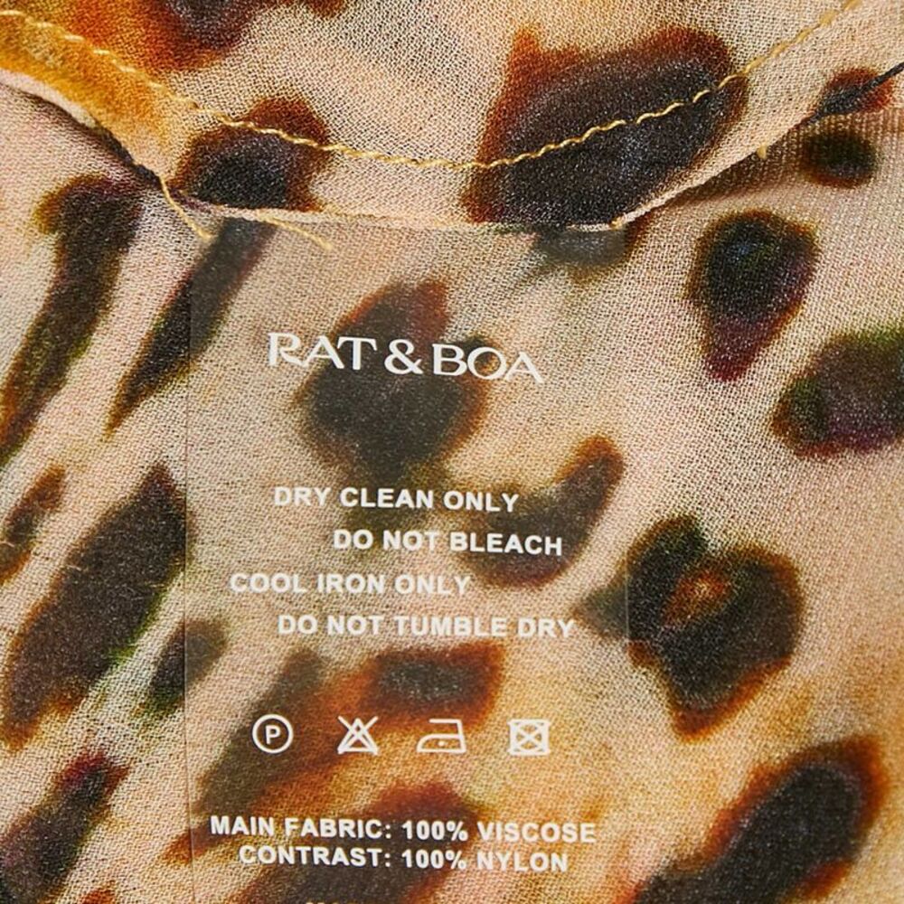 Rat & Boa Brown /black Animal Print Crepe & Lace Akima Slip Dress L - Picture 5 of 5